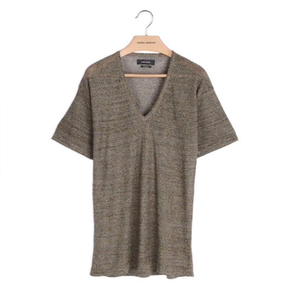 ISABEL MARANT Viscose Shimmering Gold Metallic Tunic Top